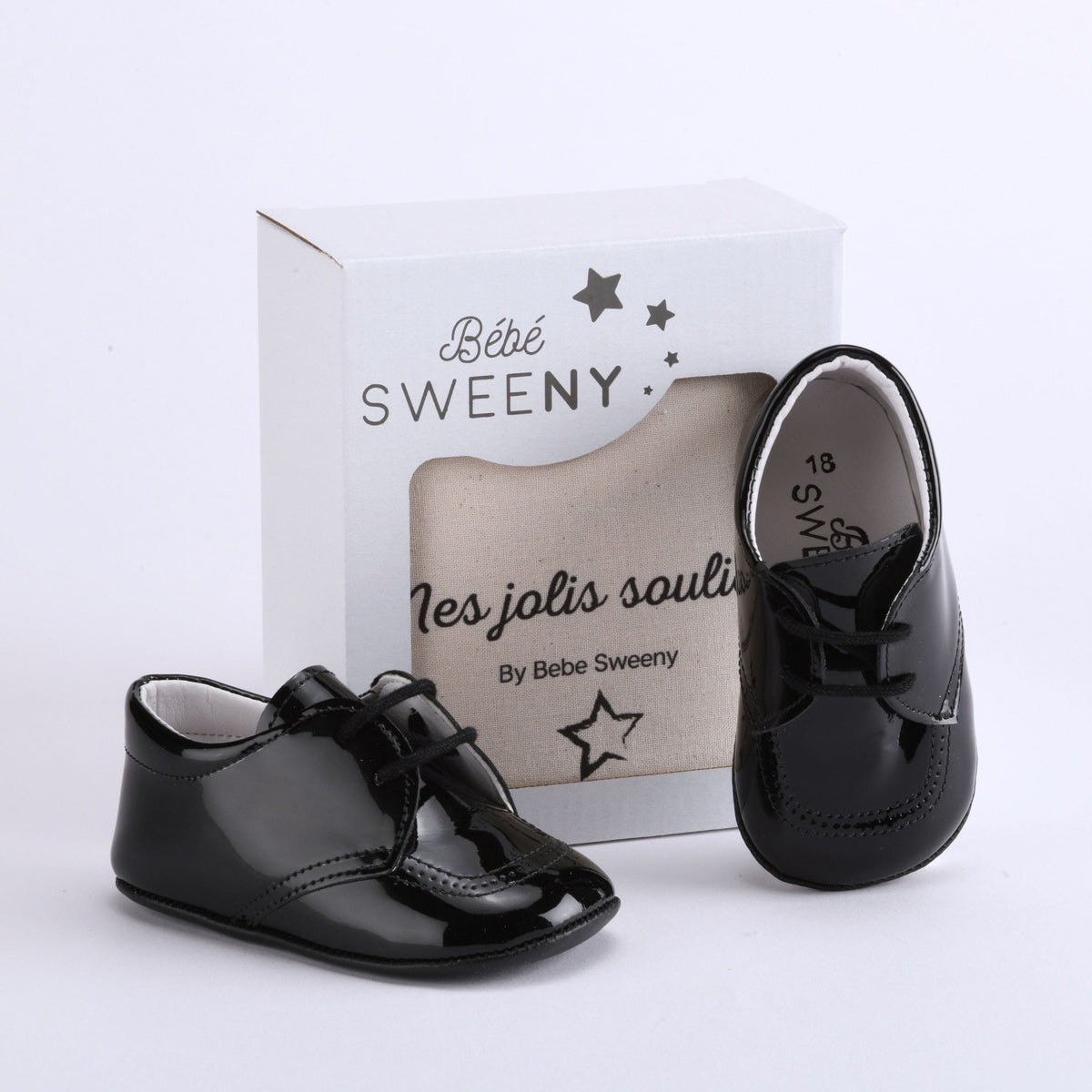 Boys Black Patent Leather Pre-Walker Lace Shoes – Bebe Sweeny