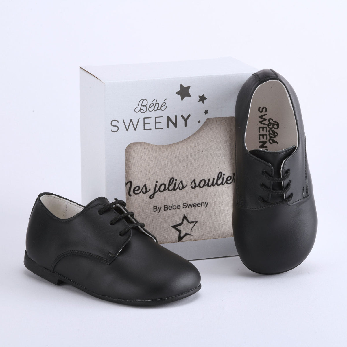 Boys Black Leather Lace Shoes 21 (15-18m)