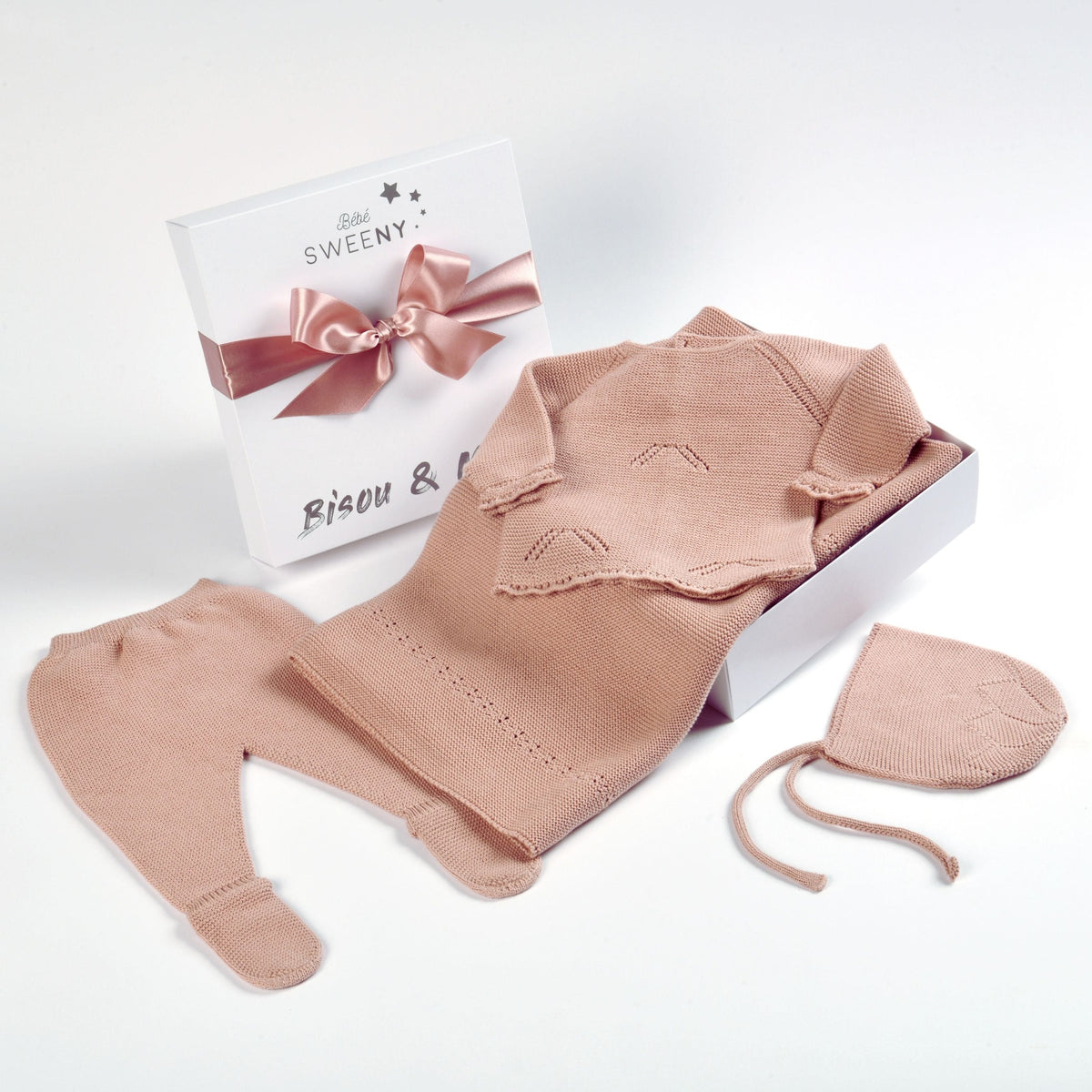 Gem Stripe Layette Set-Dusty Pink