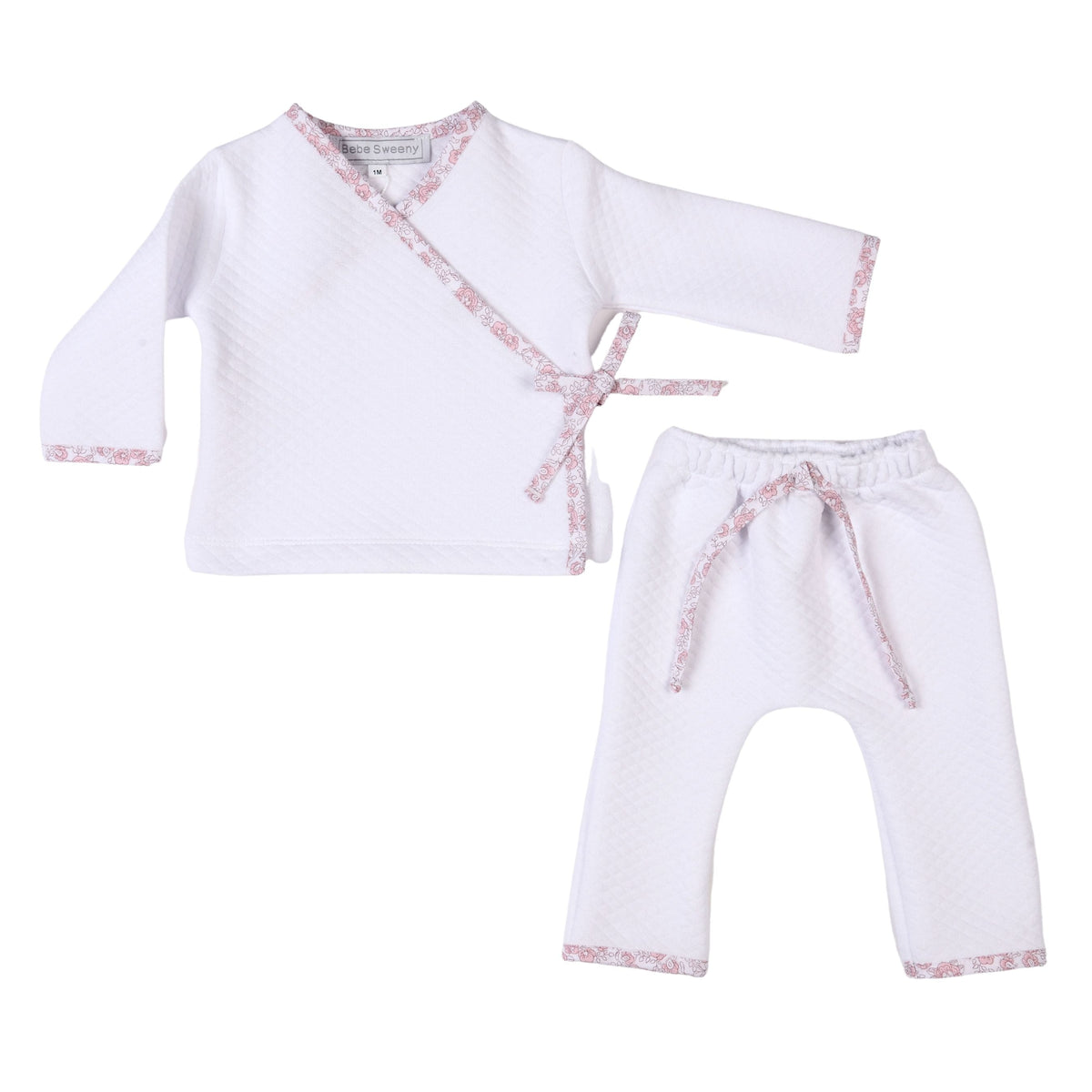 Buy ROSE SWEET | Girls White Floral Quilted Cotton Trousers Set