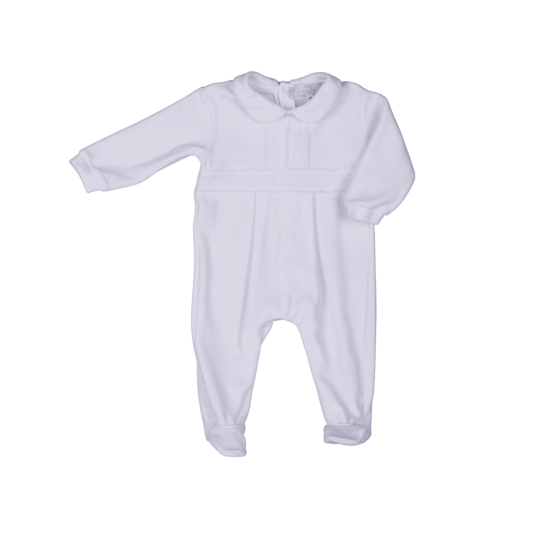 Baby Boy White Velour Baby Grow Bonpoint White Cotton Velour