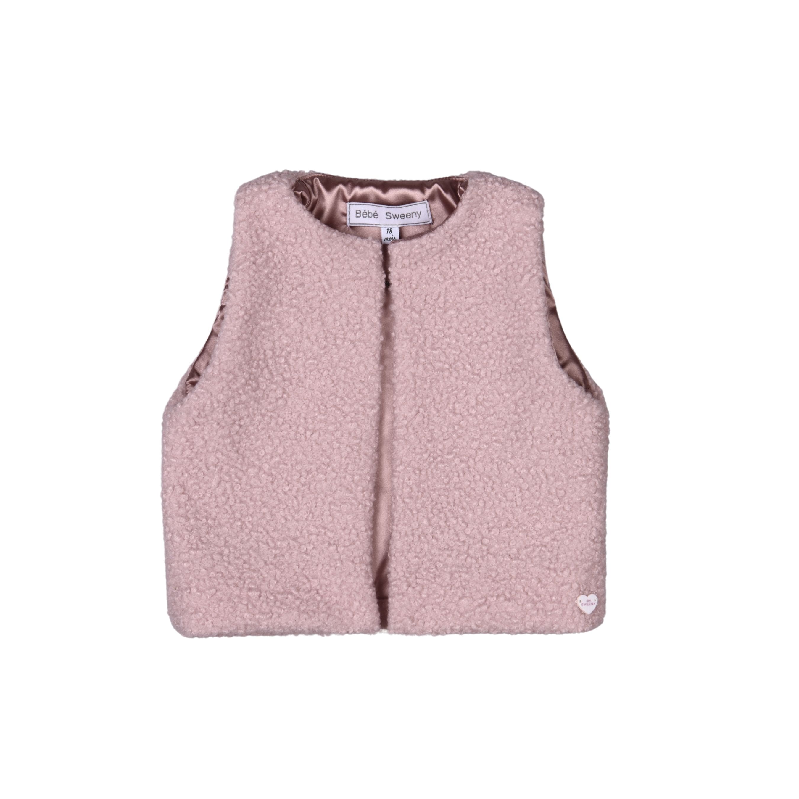 GLADYS | Girls Dusty Rose Bouclé Gilet – Bebe Sweeny