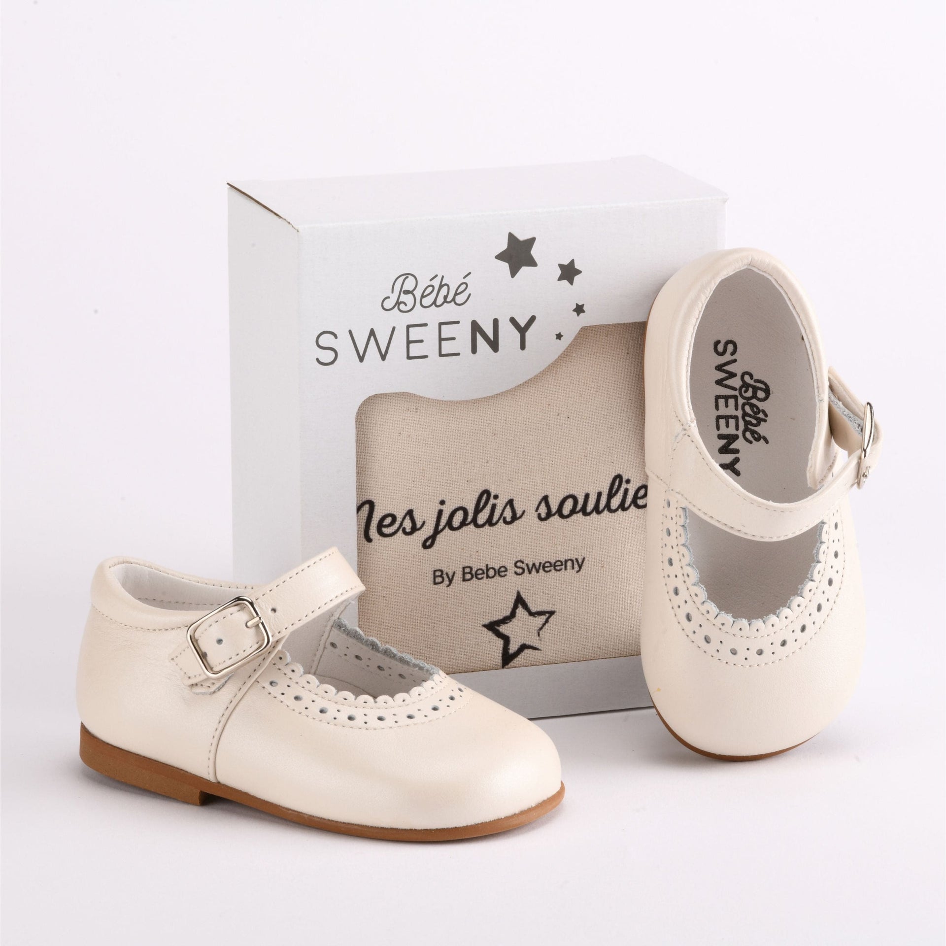 Girls Pearly Ivory Leather Walker Shoes 23 (2-3y)