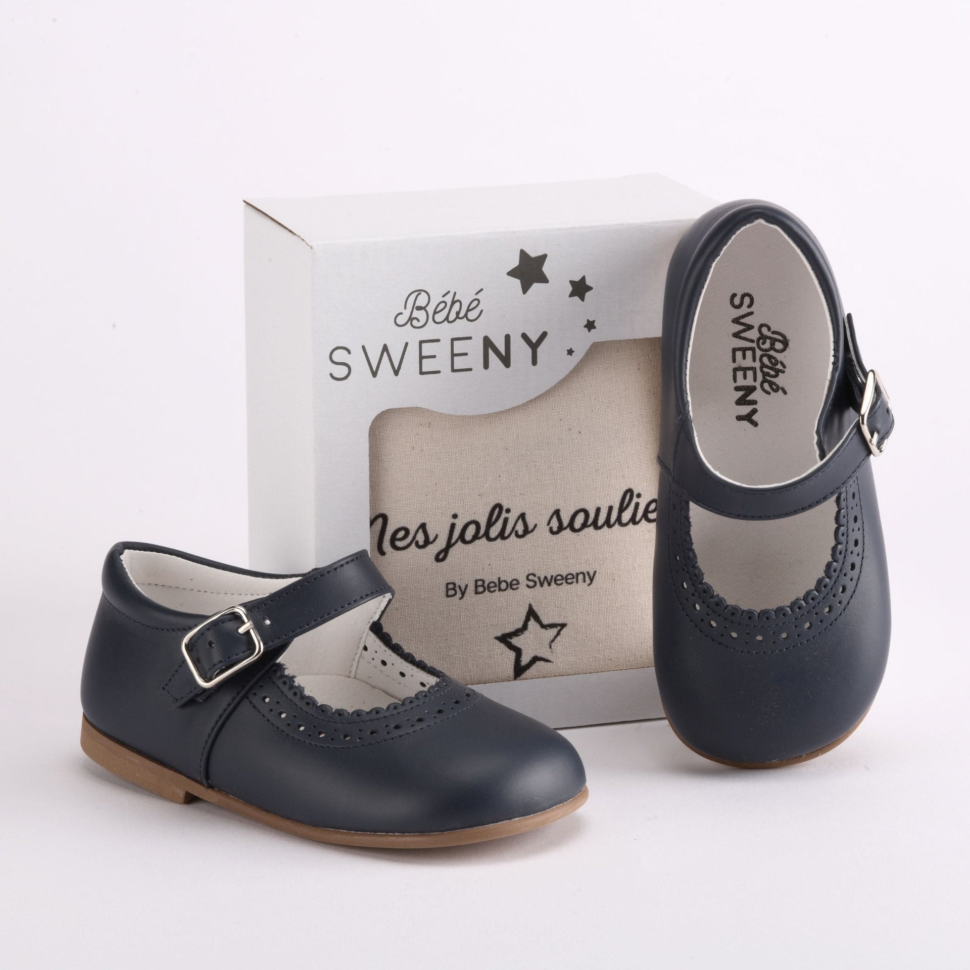 Girls Navy Blue Leather Walker Shoes – Bebe Sweeny