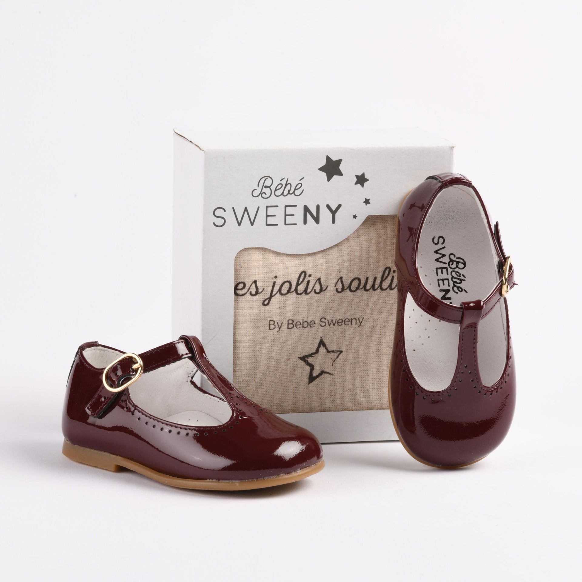 Girls Burgundy Patent Leather T-Bar Shoes – Bebe Sweeny