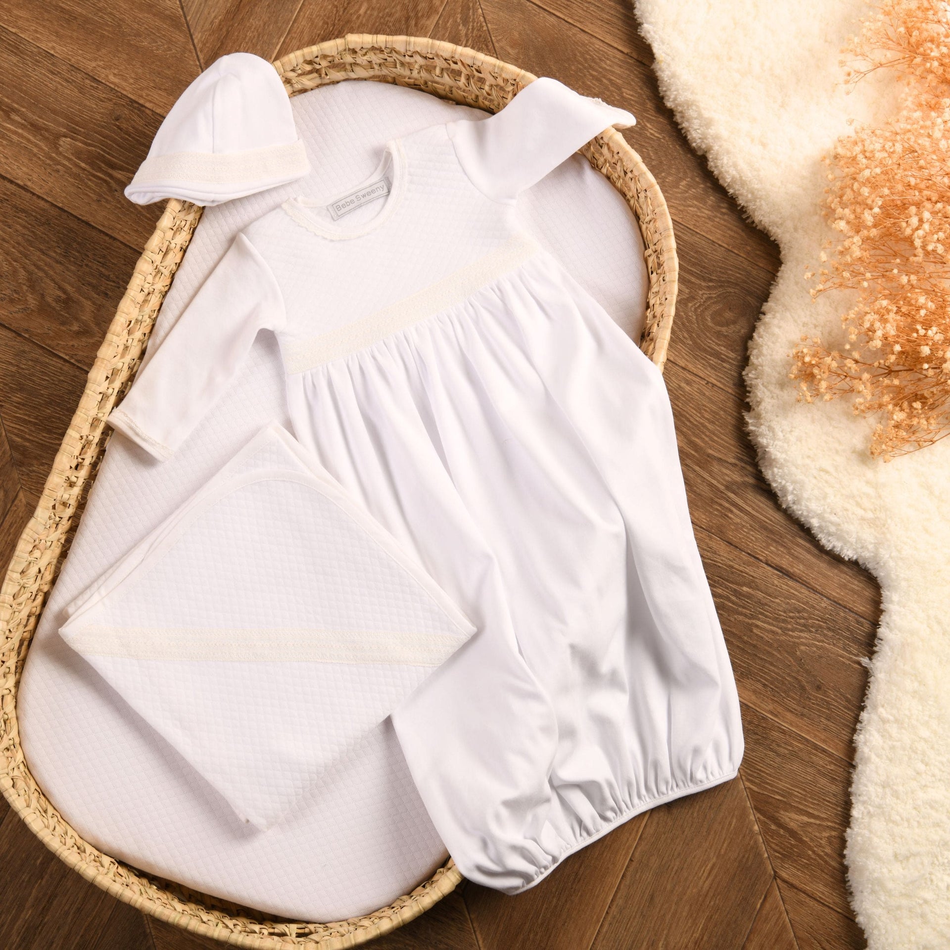 Baby White Quilted Cotton Gown Set (3) – Bebe Sweeny Baby White Quilted Cotton Gown Set (3) – Bebe Sweeny