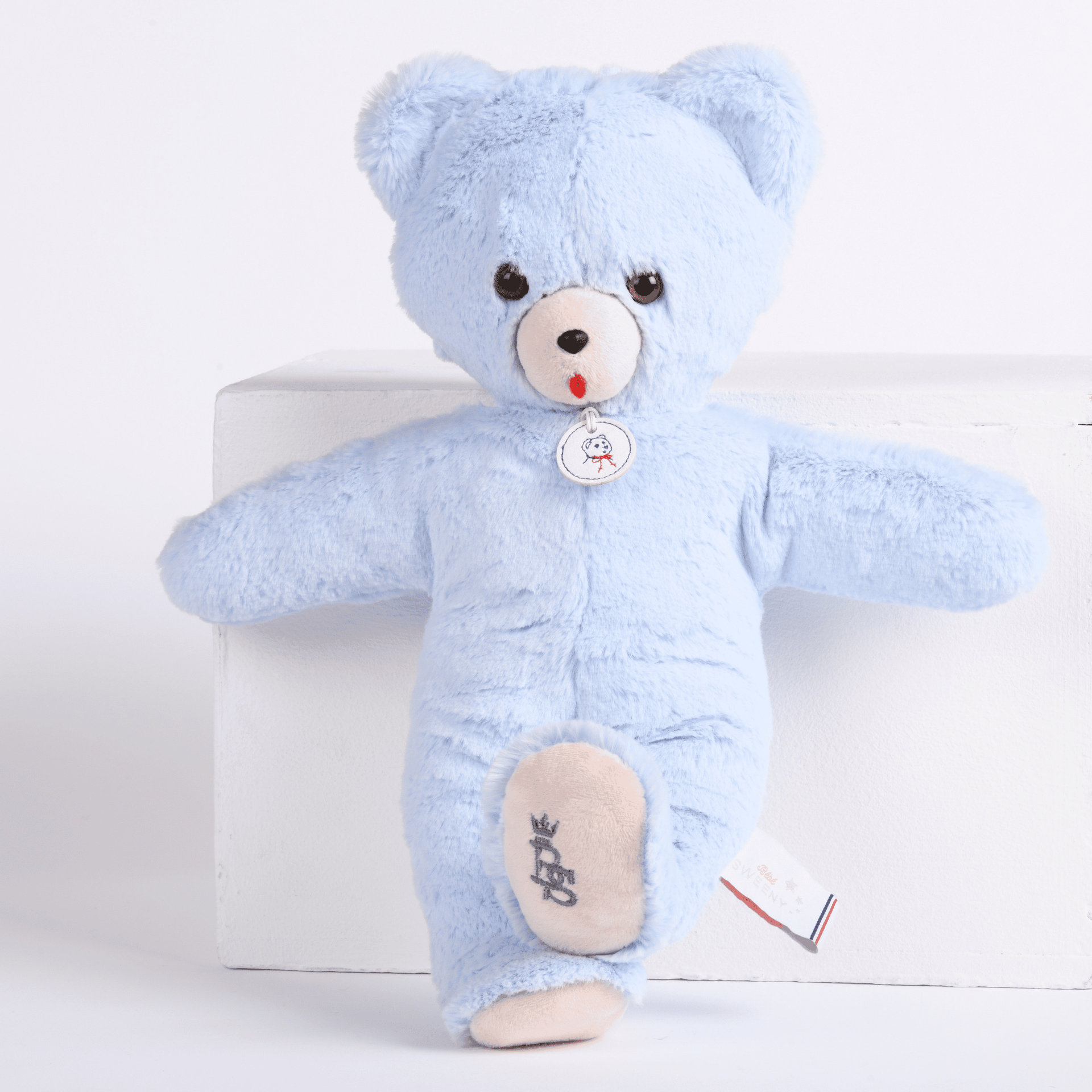Ours En Peluche Mohair Bleu Ancien - Rare Ours Français - Teddy Vintage